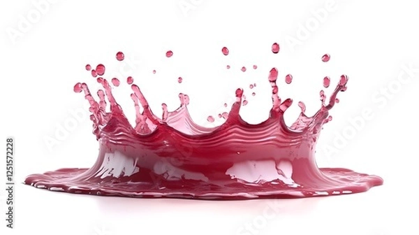Fototapeta Dramatic red liquid splash creates a abstract pattern with dynamic energy and flowing movement across a clean white background  The splashing paint or ink effect produces an elegant