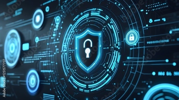 Obraz Cybersecurity Digital Lock Protection Secure Data Encryption