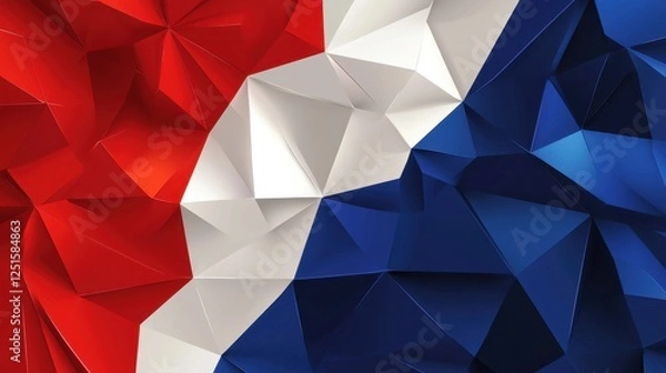 Obraz Vibrant Geometric Abstract Design Featuring Red, White, and Blue Triangular Shapes