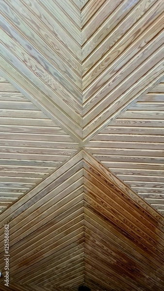 Obraz The ceiling ornament made of wooden boards creates strong graphic design