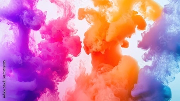 Fototapeta Colorful ink swirling in water, abstract background, studio shot, design element