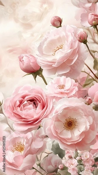 Obraz Delicate Pink Roses in Soft Focus Bloom