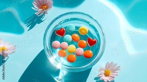 Fototapeta Colorful Candies in a Refreshing Pool Scene
