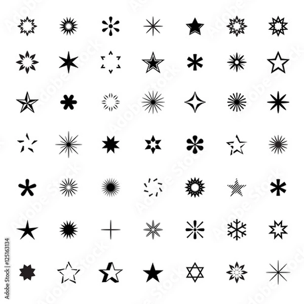 Obraz Set of Black Stars. Vector Illustration.