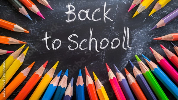 Fototapeta Back to school written on a blackboard