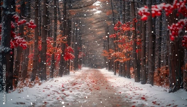 Obraz Captivating winter wonderland  a magical journey through a snow covered forest landscape