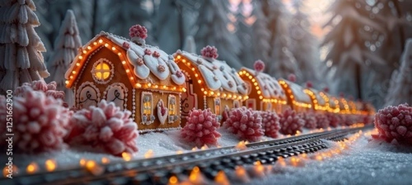 Obraz Enchanting gingerbread village  a whimsical display of sweet architecture and holiday spirit