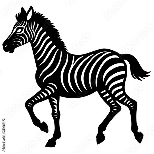 Fototapeta Zebra running  silhouette vector illustration 