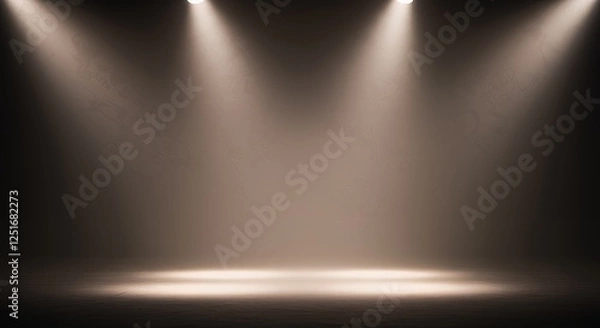 Obraz Spotlights Illuminating Empty Stage Creating Dramatic Presentation Setting for Performance