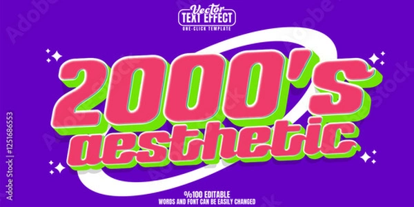Obraz Y2k editable text effect, customizable retro and stylish 3d font style