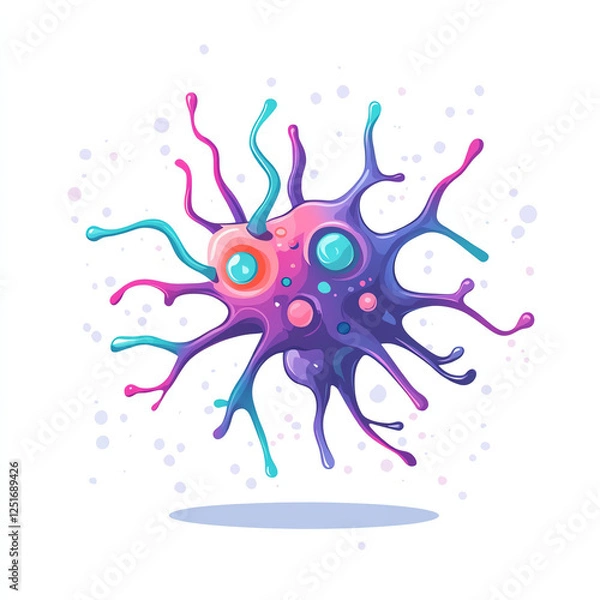 Obraz A vibrant, abstract representation of a microscopic organism showcasing colorful patterns. This artistic design symbolizes the complexity of life at a cellular level.