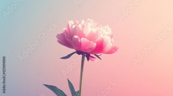 Obraz Pink peony flower stands gracefully against a gradient background