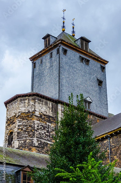 Obraz Old European building and green tree 
