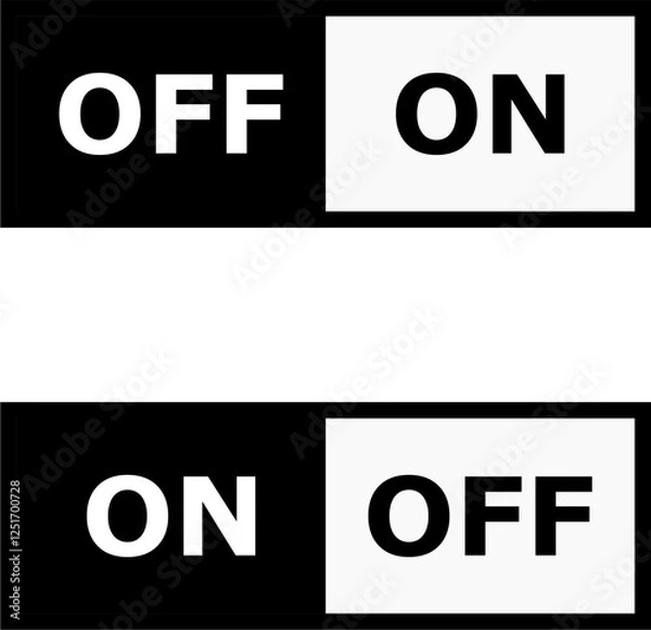 Obraz on off button with black and white and red green background