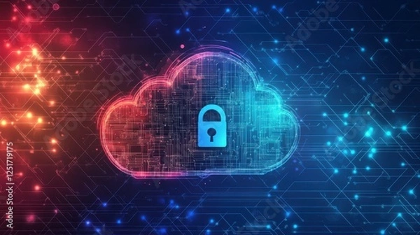 Fototapeta Internet and data security, Cybersecurity and privacy concepts to protect data. Lock icon and internet network security technology. digital security background, Cloud and Hosting Security