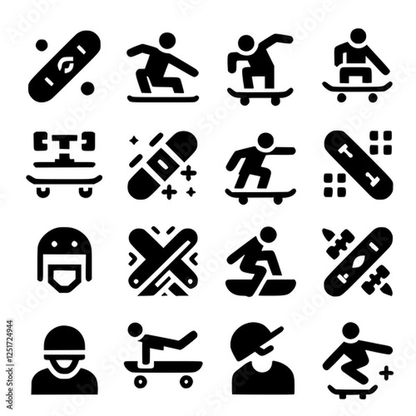 Obraz skateboarding Icon Set