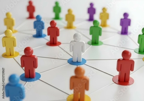 Fototapeta Modern social network visualization with leadership and connectivity theme
