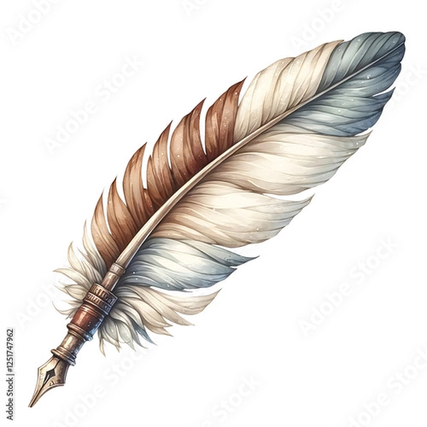 Obraz Elegant white and brown feather quill