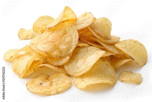 Fototapeta Delicious potato chips, isolated on transparent white background, clipping path