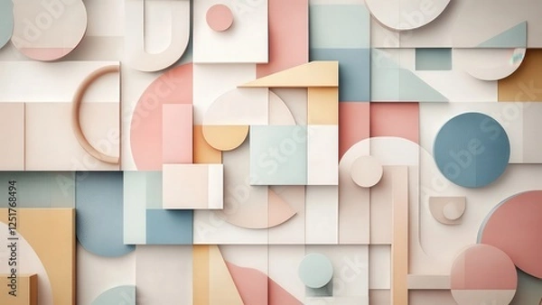 Obraz Abstract Geometric Composition with Soft Pastel Colors