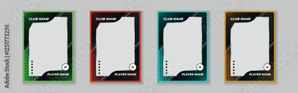 Fototapeta trading card template design for sports, picture frame for player performance, photo frame or border collection for hockey, basketball and football player, sports flyer design, template eps 10.