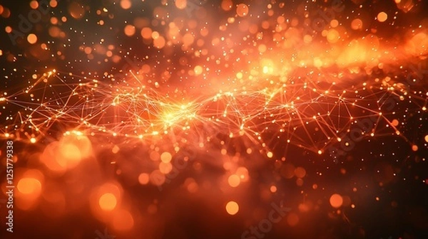 Fototapeta Abstract orange digital network background