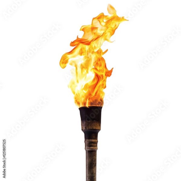 Fototapeta Fierce Flame Rising from a Burning Torch Isolated on Transparent Background
