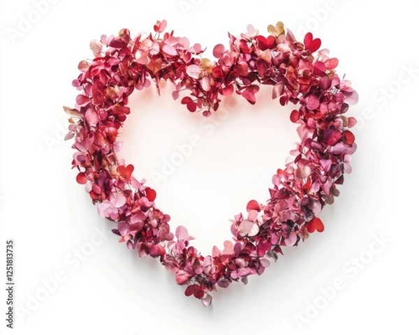 Fototapeta beautiful heart shape made of colorful petals, symbolizing love and affection