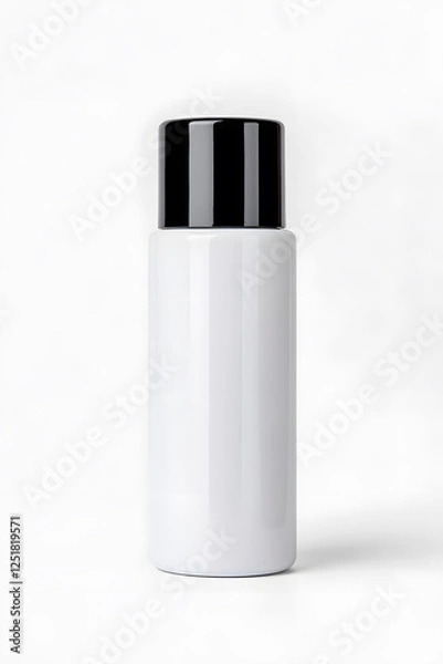 Fototapeta White unbranded bottle skincare container, mock up, isolated on white background