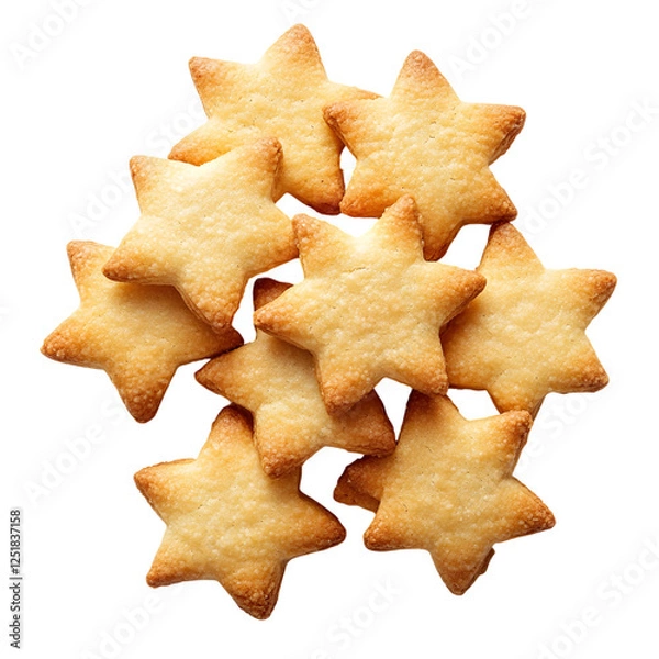 Obraz Crispy Almond-Flavored Star Cookies Isolated on Transparent Background