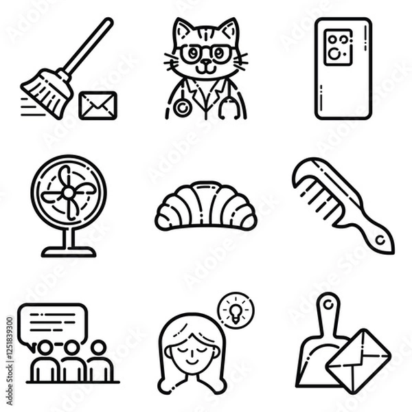 Obraz Essential Flat Icon Set Isolated On White Background