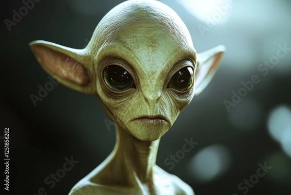 Obraz Close-up Portrait of an Alien with Large Eyes and Pointy Ears