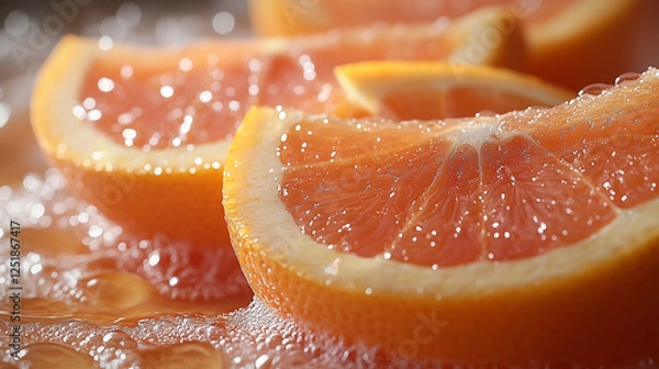 Fototapeta    Fresh grapefruit slices in water.