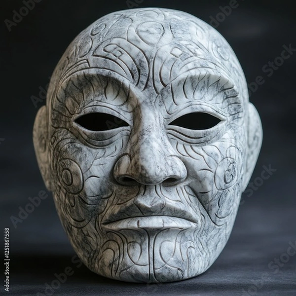 Fototapeta Intricate Carved Mask with Traditional Patterns and Expression