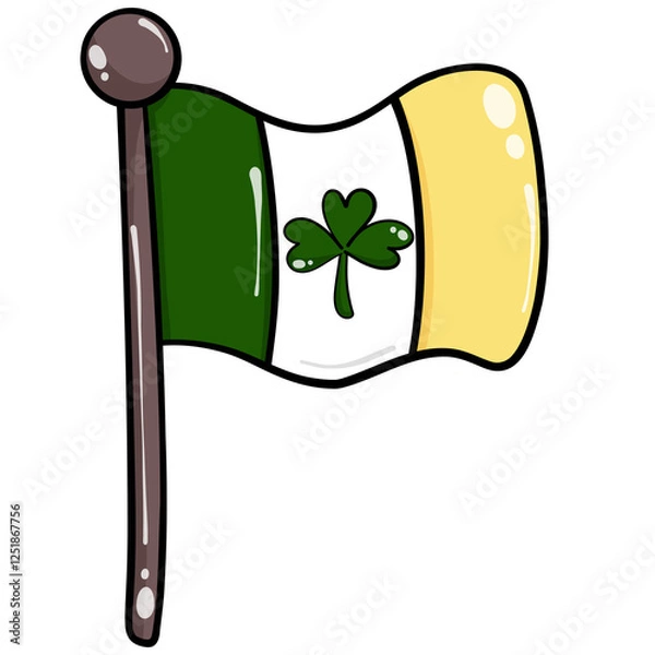 Obraz Irish flag waving with clovers for St. Patrick's Day celebration

