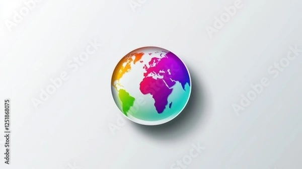 Fototapeta Colorful stylized globe, minimal, abstract world map, graphic design element, digital art