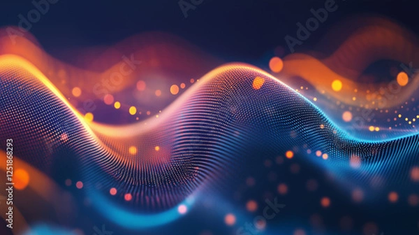 Fototapeta Abstract technological background with dynamic particles.