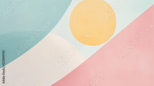 Fototapeta  Pastel geometric background with circle and triangles.