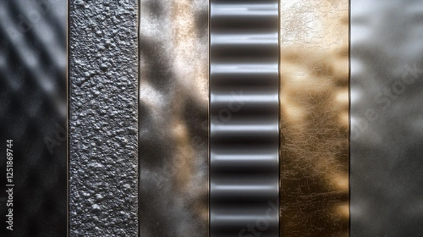 Fototapeta A collection of metallic and textured panels.