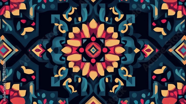 Fototapeta Ethnic kaleidoscope: abstract pattern in boho style.