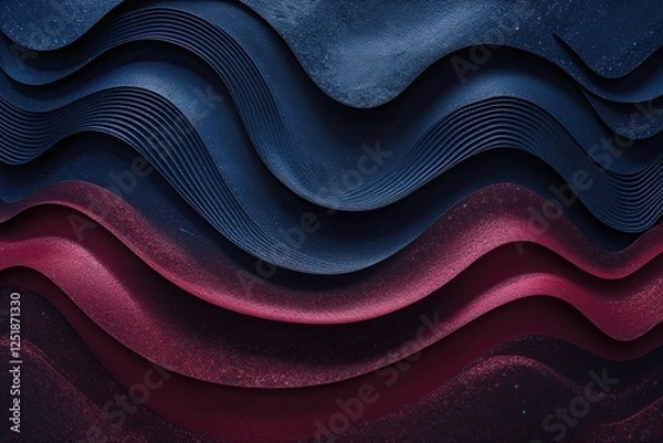 Fototapeta Textured Deep Indigo and Crimson Background with Radiant Wave Design and Grainy Surface