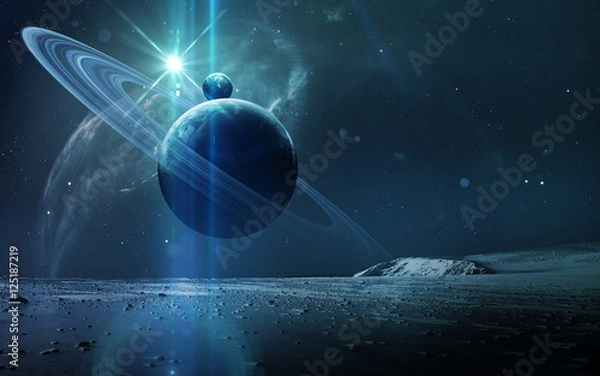 Obraz Abstract scientific background - planets in space, nebula and stars. Elements of this image furnished by NASA nasa.gov