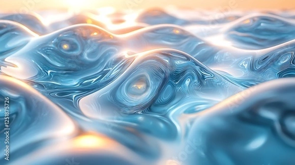 Fototapeta Abstract turquoise water with ripples and light reflections, creating a serene and mesmerizing visual