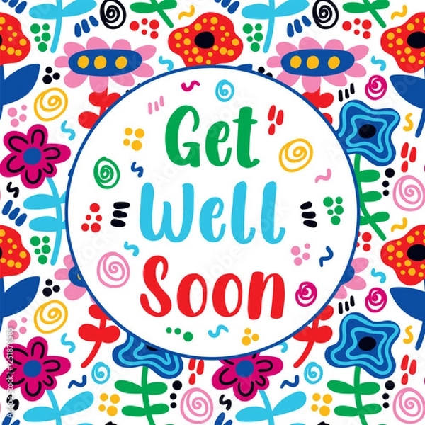 Obraz Get well soon text. vector illustration