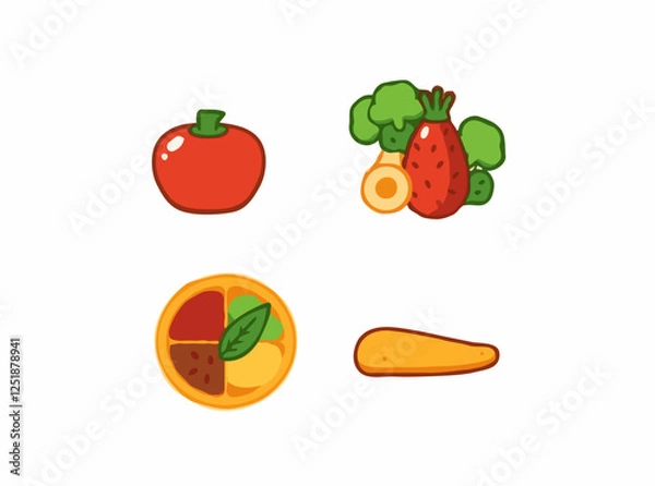 Fototapeta Balanced Diet Food Groups Vector Icons for Nutrition Websites