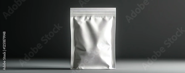 Fototapeta Blank white stand-up pouch with zipper, ideal for showcasing branding and product designs