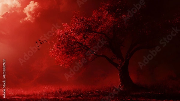 Obraz dark night in the forest AI generative 