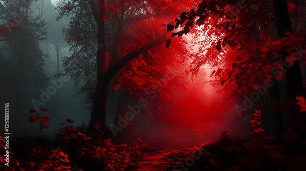 Obraz dark night in the forest AI generative 