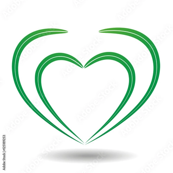 Obraz Vector green heart on a white background.