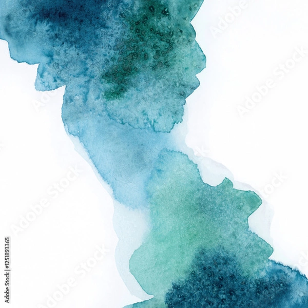 Fototapeta Bright painted blue, green and violet watercolor texture. Hand drawn background